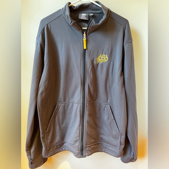 686 Snowboard Zip‎ Up Sweatshirt Gray Skater Streetwear Grunge L - Picture 1 of 4